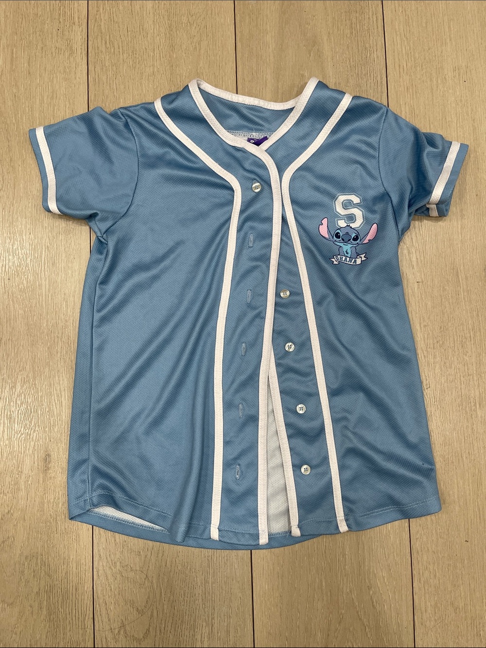 Blue Stitch Baseball-Style Kids Jersey